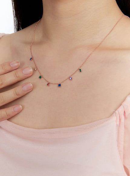 Rainbow Cubic Necklace IS517