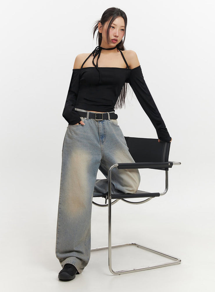 Kyla Washed Wide-Leg Baggy Jeans IF511