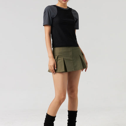 cargo-pleated-mini-skirt-cl326