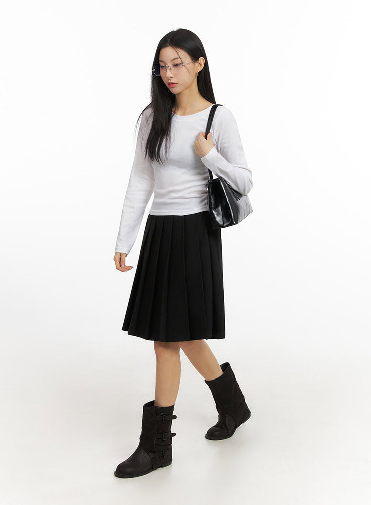 Elegant Pleated Midi Skirt ID431