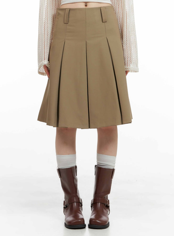 box-pleat-midi-skirt-cg409 / Beige