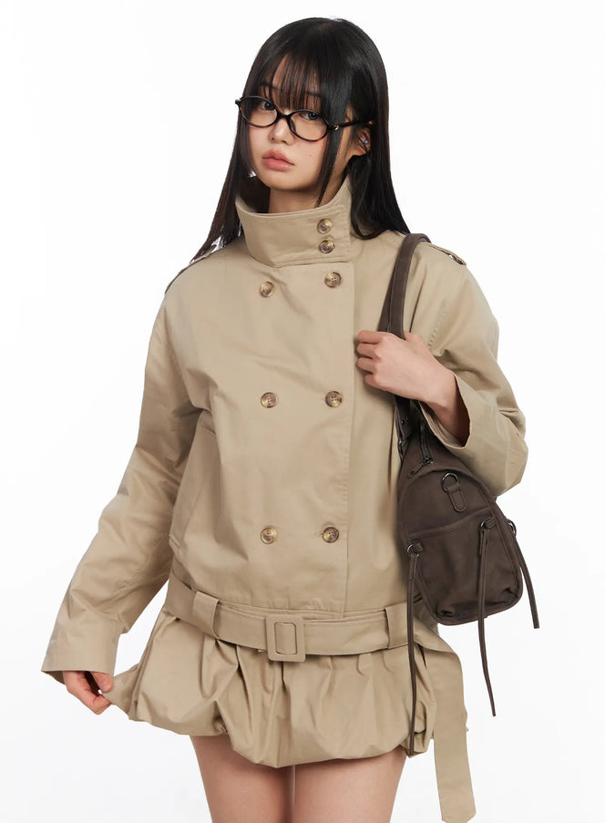 oversized-belted-trench-jacket-cf504 / Beige