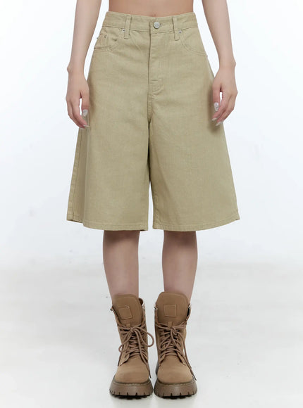 wide-leg-bermuda-shorts-cg501 / Beige