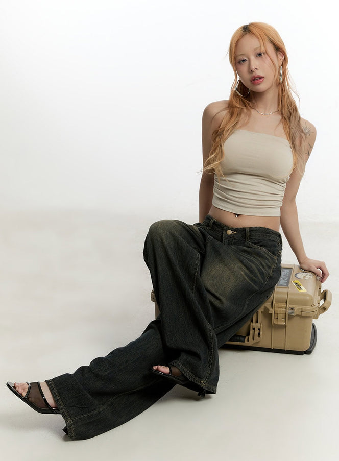 shirred-detail-top-cy506 / Beige