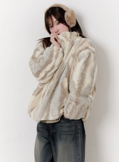 oversized-teddy-fleece-jacket-cn525 / Beige