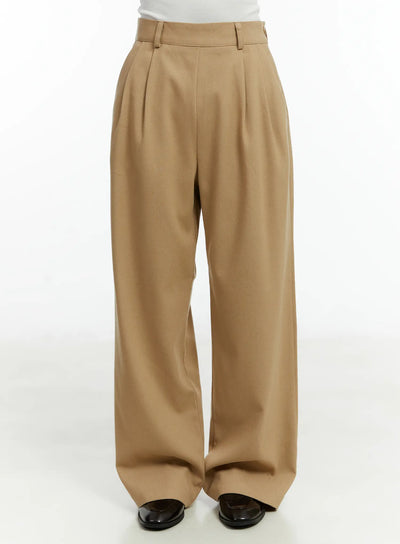 high-waist-pintuck-slacks-cd514 / Beige
