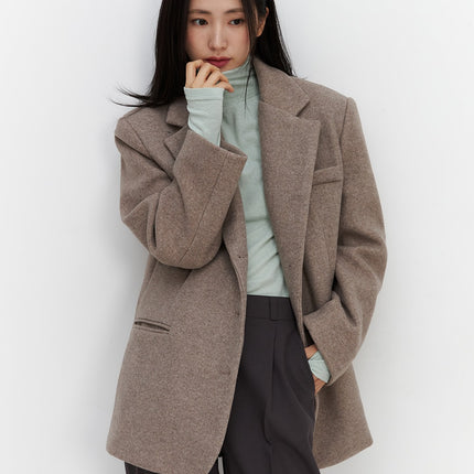 notched-collar-wool-blazer-oo325 / Beige