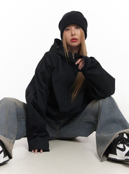 Essential Oversized Hooded Windbreaker Jacket CM506