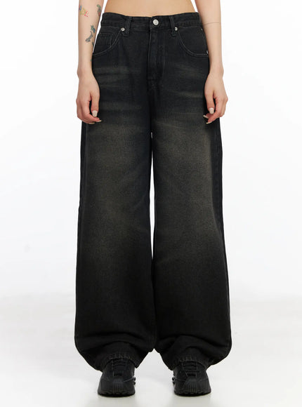 dayana-vintage-washed-wide-leg-jeans-cj523 / Black