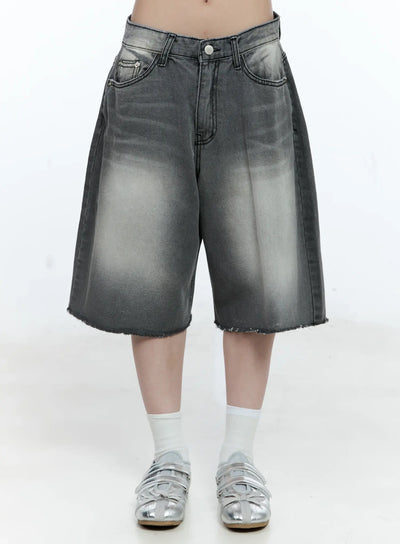 casual-distressed-jorts-cg511 / Black