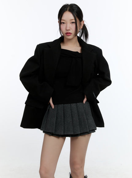 chic-wool-blend-oversized-blazer-cd423 / Black