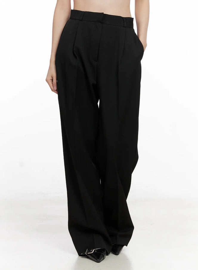 classic-pintuck-tailored-pants-co530 / Black