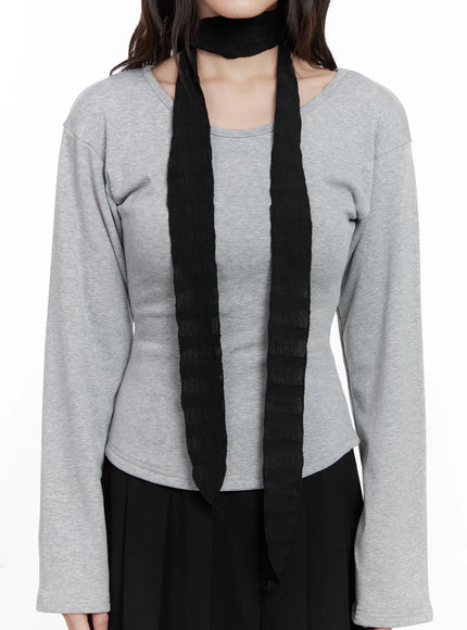 chic-wave-skinny-scarf-cn511 / Black