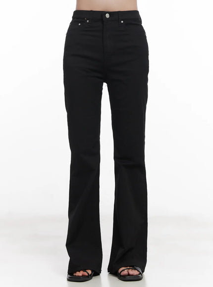 slim-fit-stretch-flared-pants-cu525 / Black