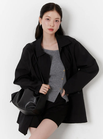 chic-oversized-cotton-jacket-f502 / Black