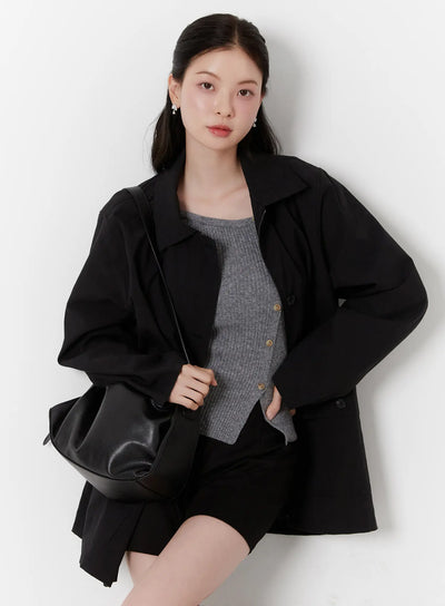chic-oversized-cotton-jacket-f502 / Black