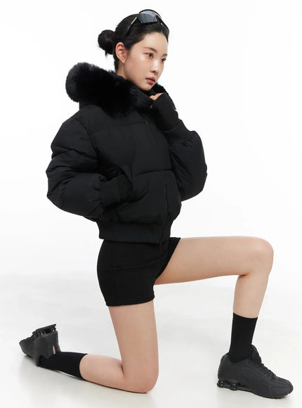 trimmed-cropped-puffer-jacket-cd505 / Black