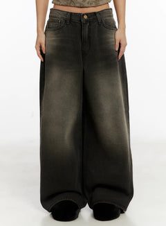 jin-vintage-wash-wide-leg-jeans-cd517 / Black
