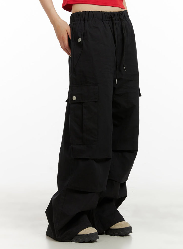 cargo-wide-leg-pants-cu424 / Black