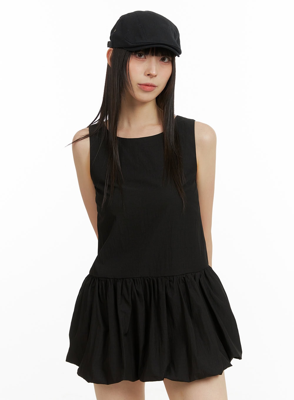 bubble-hem-mini-dress-cu425 / Black