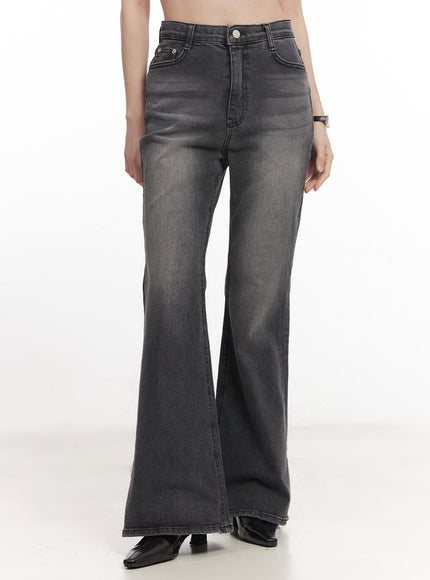 jiselle-washed-flared-jeans-ca502 / Black