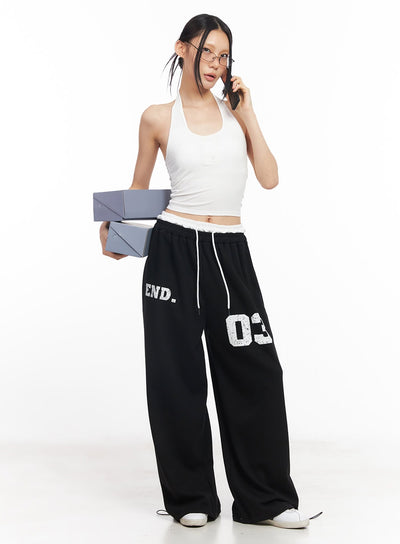 sporty-layered-sweatpants-cy528 / Black