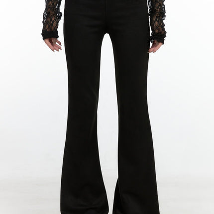 solid-slim-fit-suede-pants-cn408 / Black