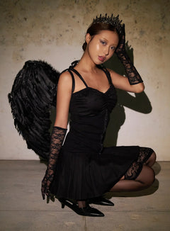ribbon-strap-corset-mini-dress-cs522 / Black