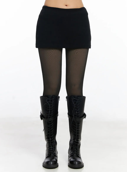 low-rise-a-line-mini-skirt-cj523 / Black