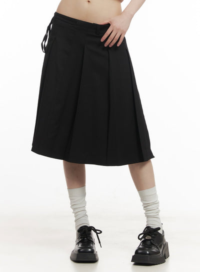 wrap-pleated-midi-skirt-cf518 / Black