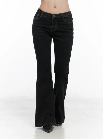 inaya-low-rise-flared-hip-pad-jeans-cn514 / Black