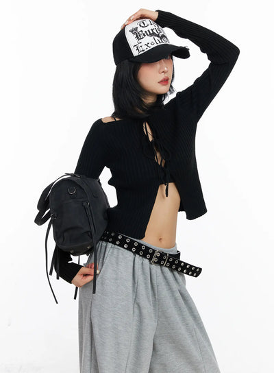 two-way-ribbon-knit-cardigan-cj523 / Black