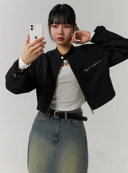 crop-zip-up-jacket-cj422 / Black