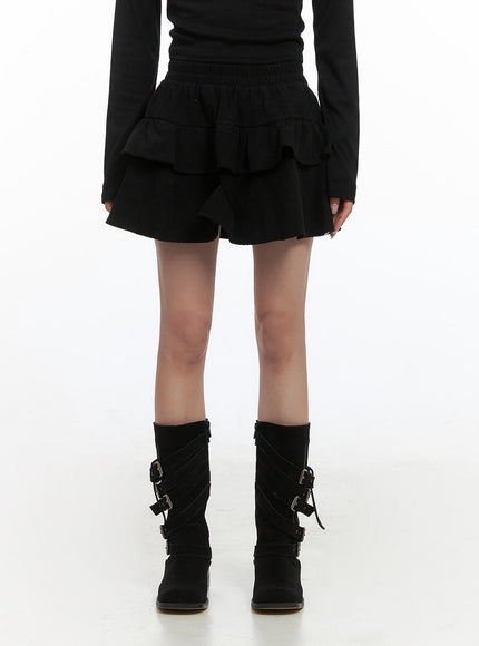 chic-ruffle-hem-mini-skirt-cs430 / Black