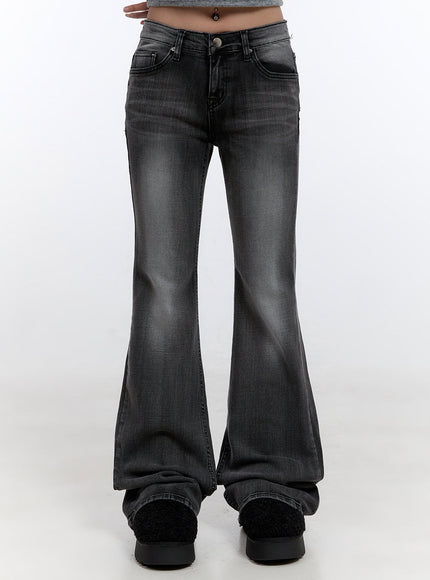 gianna-faded-flared-jeans-co422 / Black