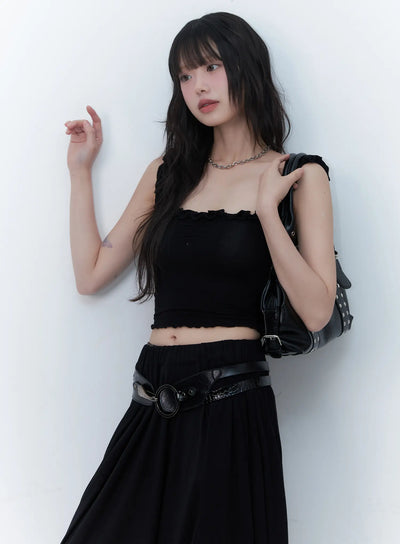 frill-cropped-tank-top-cu520 / Black