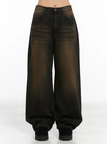 rile-vintage-washed-wide-leg-jeans-cd508 / Black