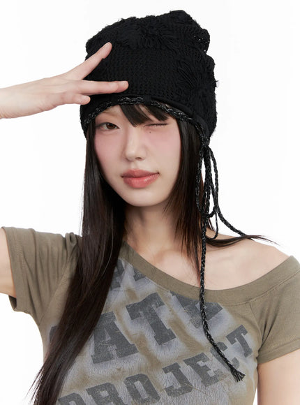 floral-mesh-beanie-cl514 / Black