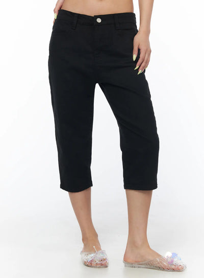 casual-capri-cotton-pants-cu501 / Black