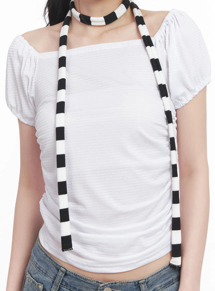striped-skinny-scarf-cu511 / Black