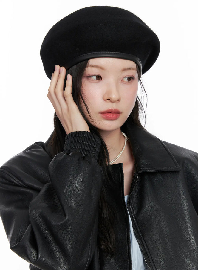 classic-wool-blend-beret-cn504 / Black