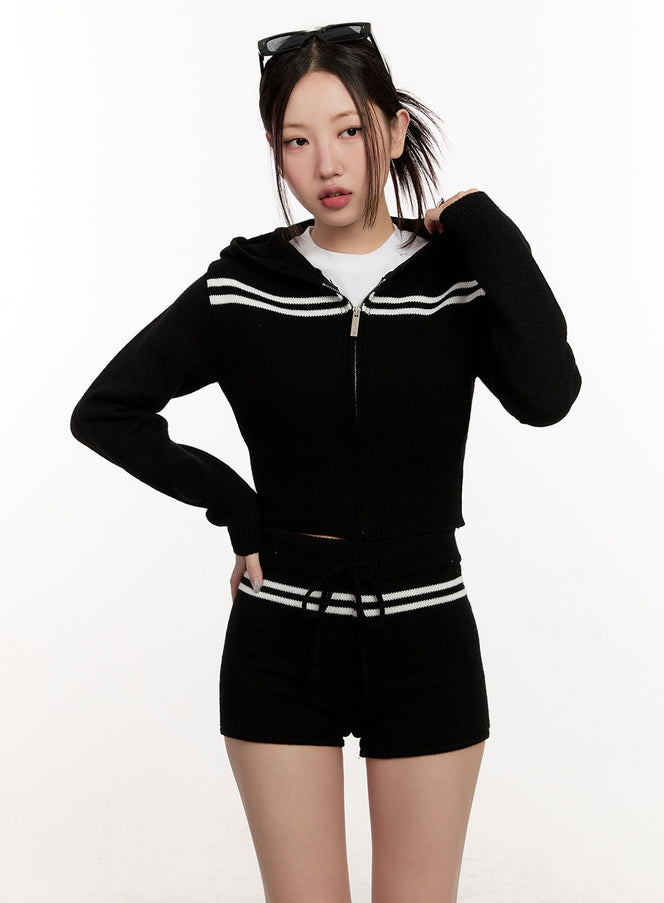 Knitted Striped Zip-Up Hoodie CM507