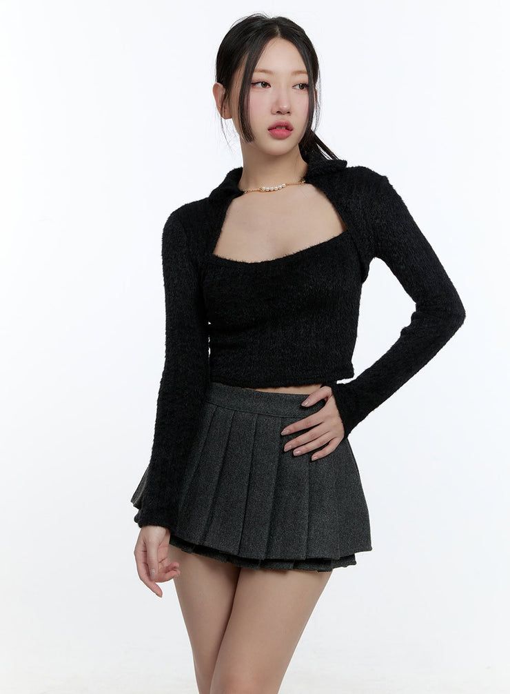 chain-detail-slim-fit-crop-top-cd423 / Black