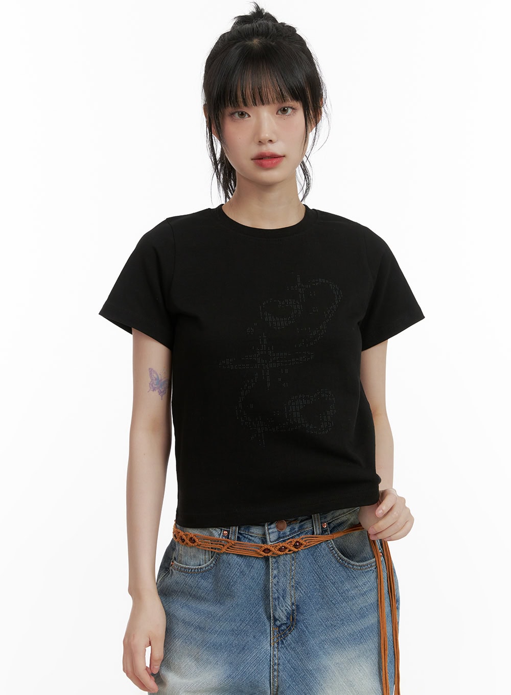cotton-graphic-tee-cu407 / Black