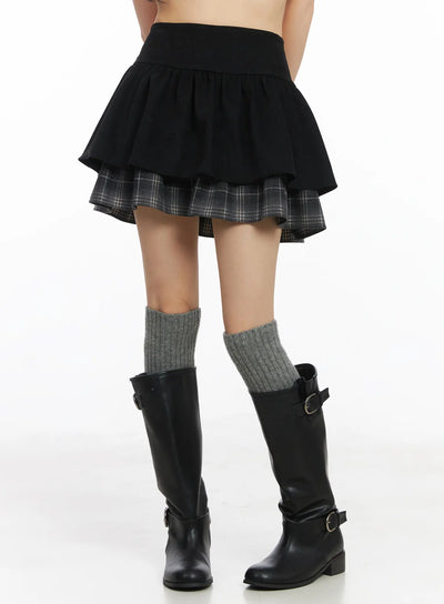 layered-ruffle-mini-skirt-cd531 / Black