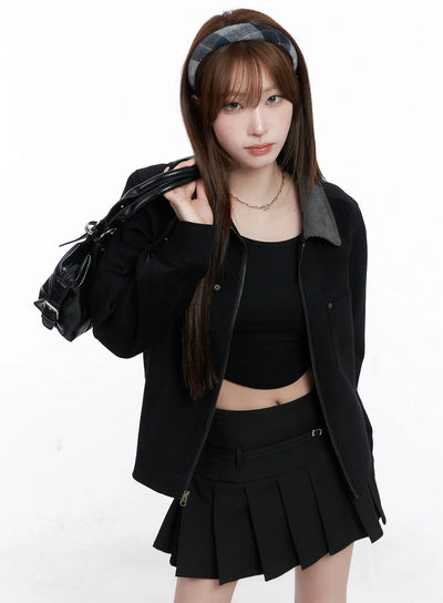 corduroy-collar-jacket-cg529 / Black