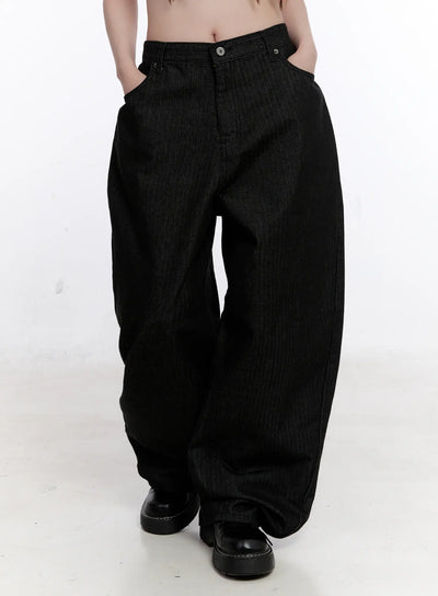 vada-stitched-wide-leg-jeans-cs530 / Black