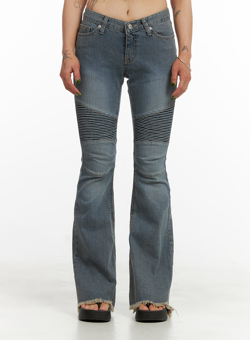 【NONCODE】Slen Slit Bootcut Pants NONCODE(ノンコード) - スレンスリットブーツカットパンツ