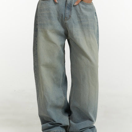 relaxed-baggy-washed-jeans-cy408 / Blue