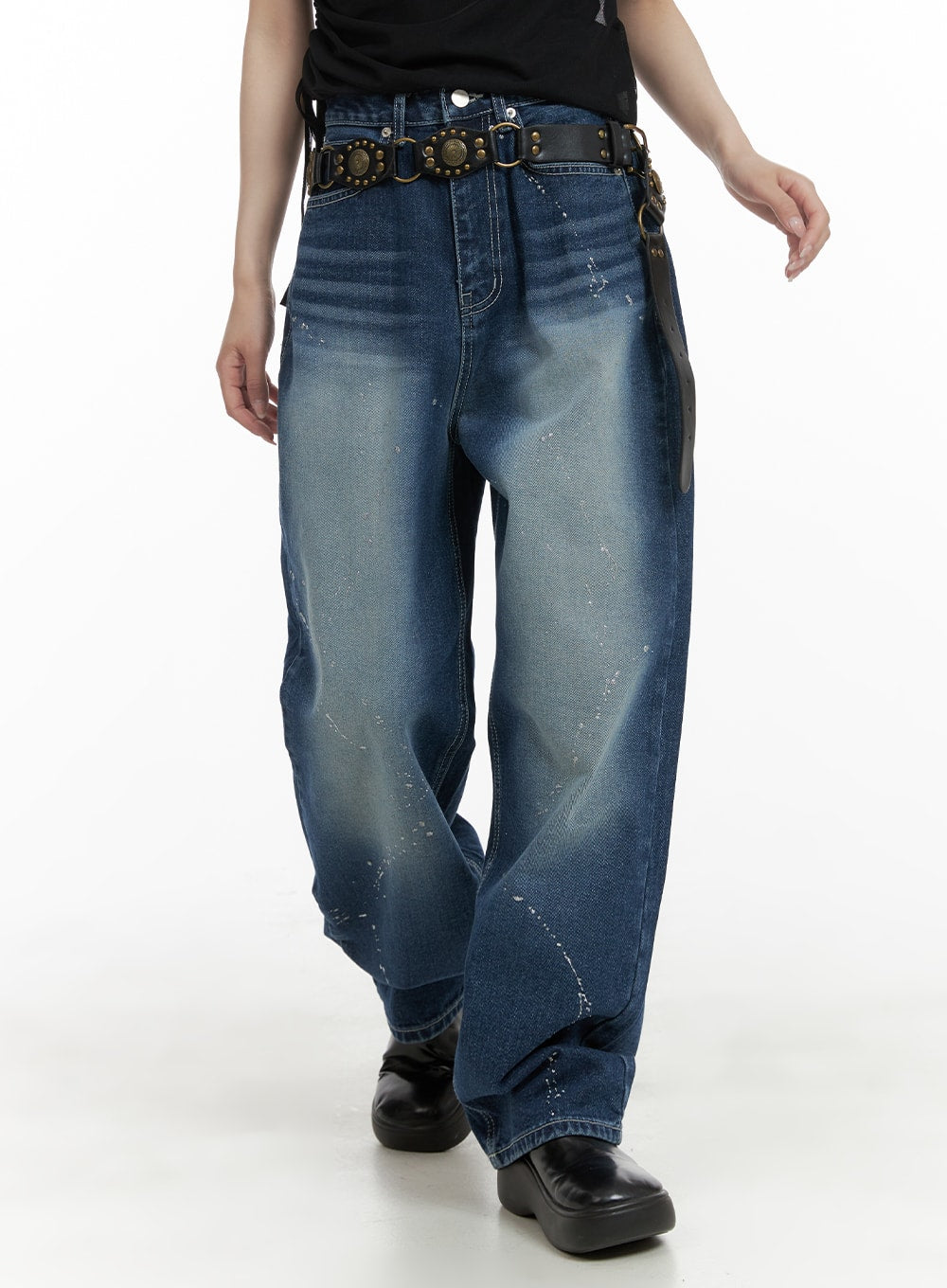 splash-paint-baggy-jeans-ca408 / Blue